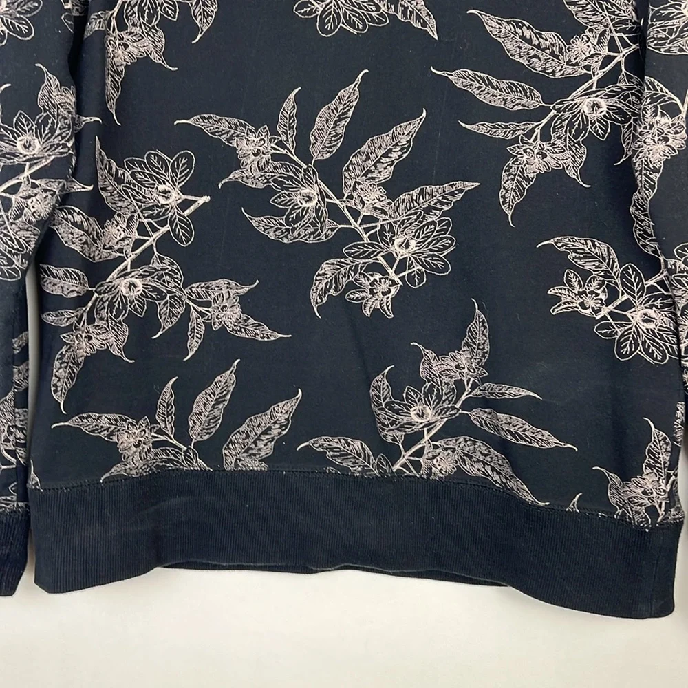 Style & Co Floral Black Sweatshirt tan print M - Picture 7 of 9